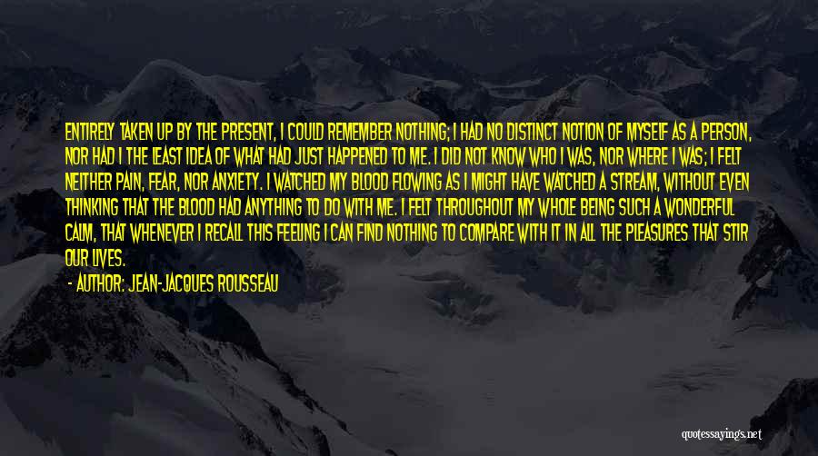 Jean-Jacques Rousseau Quotes: Entirely Taken Up By The Present, I Could Remember Nothing; I Had No Distinct Notion Of Myself As A Person,