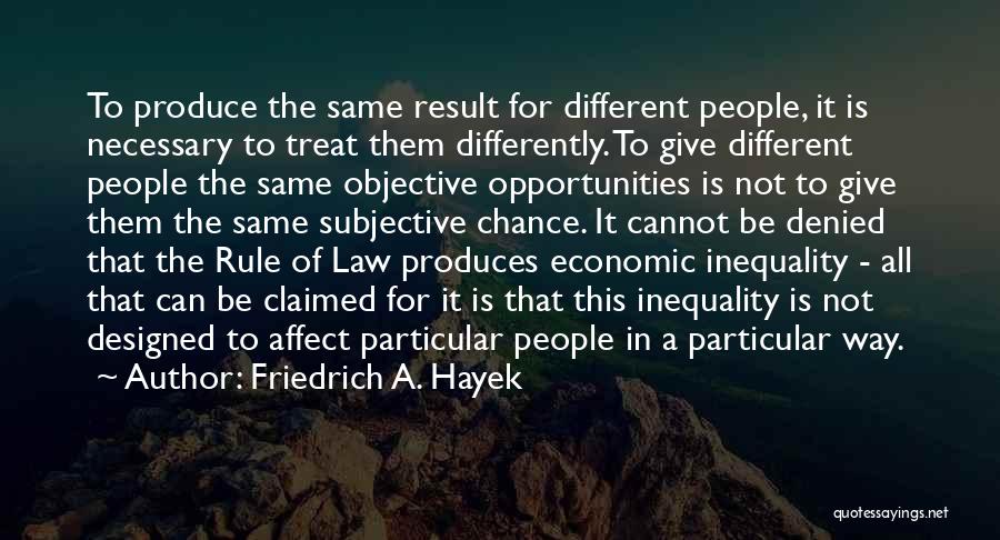 Friedrich A. Hayek Quotes: To Produce The Same Result For Different People, It Is Necessary To Treat Them Differently. To Give Different People The
