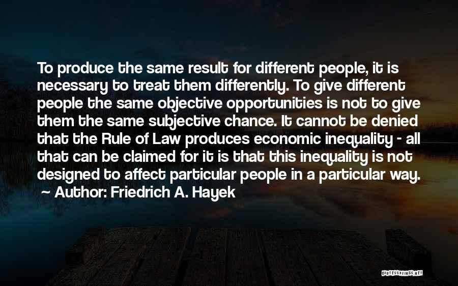 Friedrich A. Hayek Quotes: To Produce The Same Result For Different People, It Is Necessary To Treat Them Differently. To Give Different People The