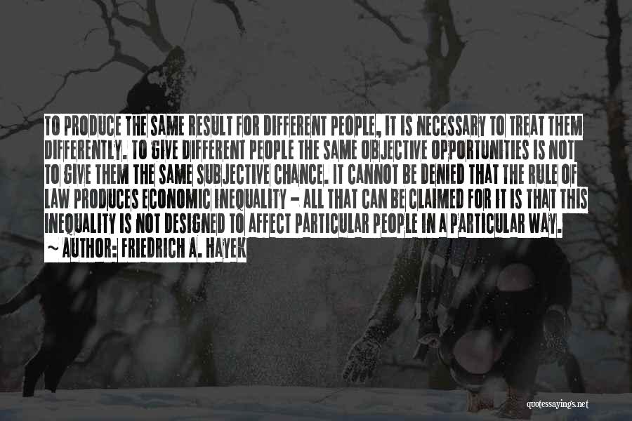 Friedrich A. Hayek Quotes: To Produce The Same Result For Different People, It Is Necessary To Treat Them Differently. To Give Different People The