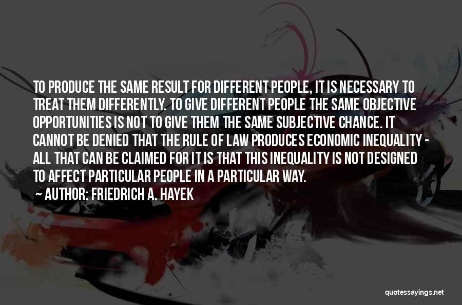 Friedrich A. Hayek Quotes: To Produce The Same Result For Different People, It Is Necessary To Treat Them Differently. To Give Different People The