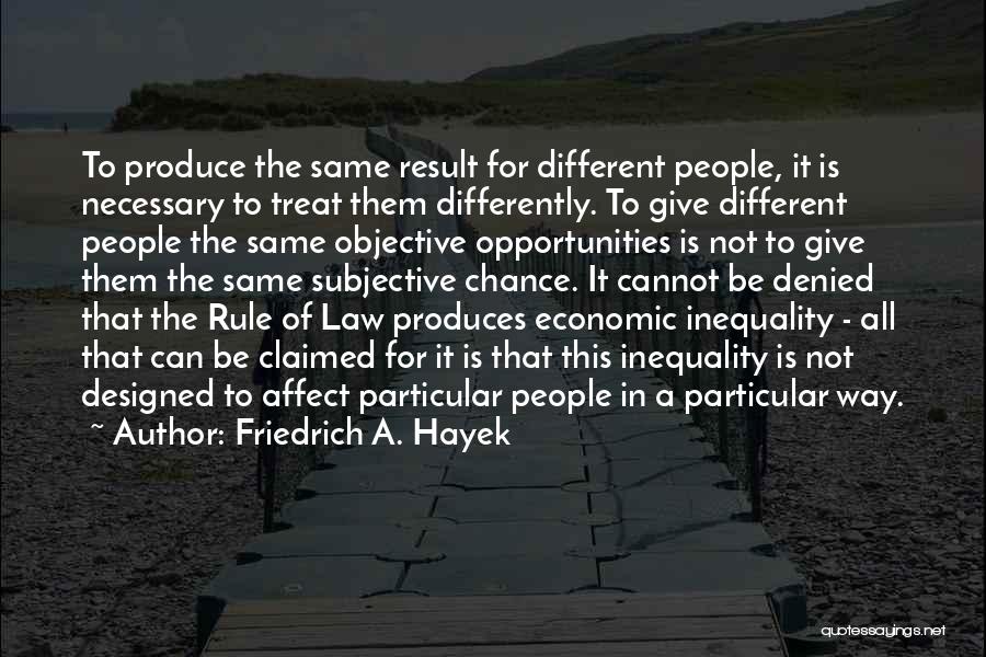 Friedrich A. Hayek Quotes: To Produce The Same Result For Different People, It Is Necessary To Treat Them Differently. To Give Different People The