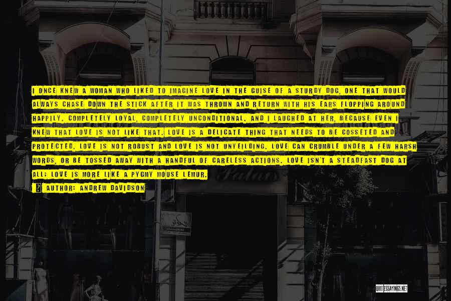 Andrew Davidson Quotes: I Once Knew A Woman Who Liked To Imagine Love In The Guise Of A Sturdy Dog, One That Would