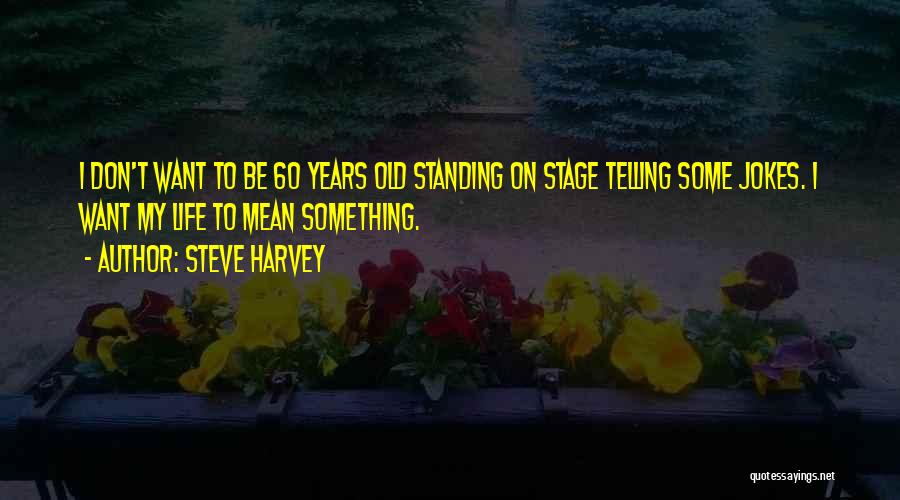 Steve Harvey Quotes: I Don't Want To Be 60 Years Old Standing On Stage Telling Some Jokes. I Want My Life To Mean