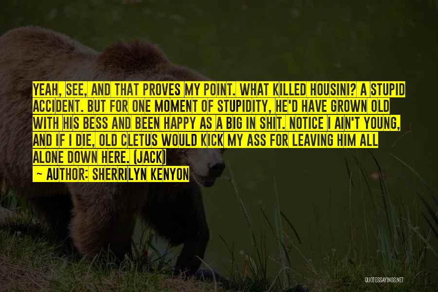 Sherrilyn Kenyon Quotes: Yeah, See, And That Proves My Point. What Killed Housini? A Stupid Accident. But For One Moment Of Stupidity, He'd