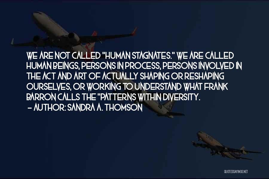 Sandra A. Thomson Quotes: We Are Not Called Human Stagnates. We Are Called Human Beings, Persons In Process, Persons Involved In The Act And
