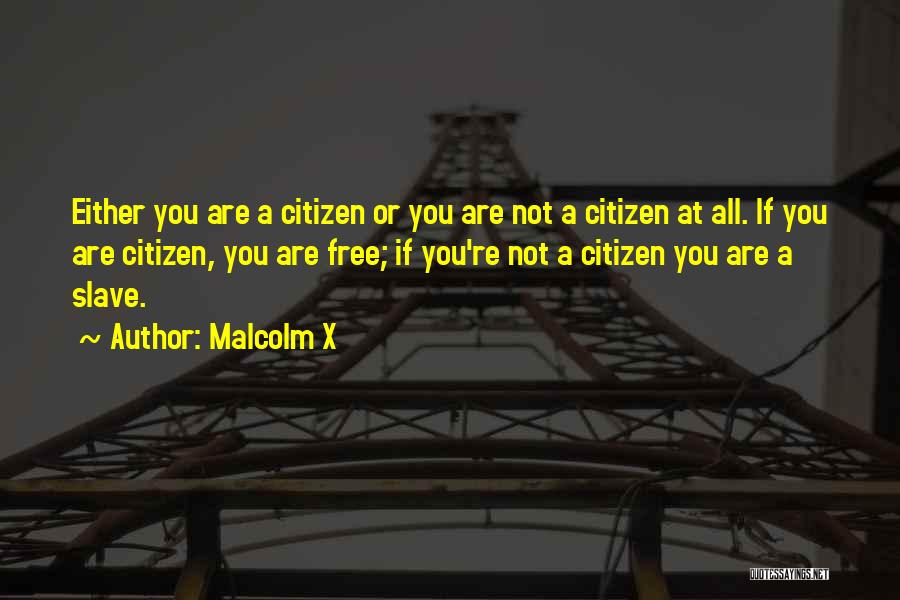 Malcolm X Quotes: Either You Are A Citizen Or You Are Not A Citizen At All. If You Are Citizen, You Are Free;