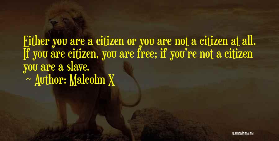 Malcolm X Quotes: Either You Are A Citizen Or You Are Not A Citizen At All. If You Are Citizen, You Are Free;