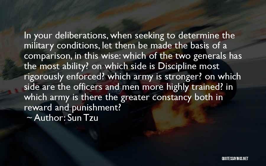 Sun Tzu Quotes: In Your Deliberations, When Seeking To Determine The Military Conditions, Let Them Be Made The Basis Of A Comparison, In