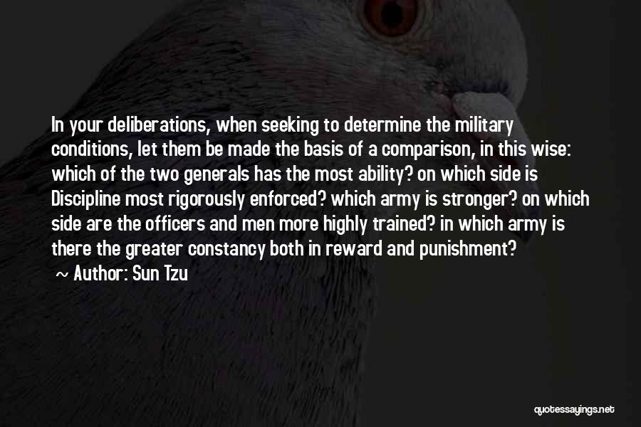 Sun Tzu Quotes: In Your Deliberations, When Seeking To Determine The Military Conditions, Let Them Be Made The Basis Of A Comparison, In