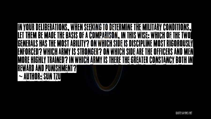 Sun Tzu Quotes: In Your Deliberations, When Seeking To Determine The Military Conditions, Let Them Be Made The Basis Of A Comparison, In