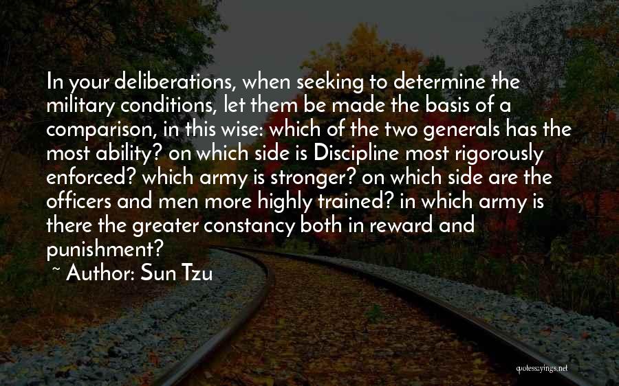 Sun Tzu Quotes: In Your Deliberations, When Seeking To Determine The Military Conditions, Let Them Be Made The Basis Of A Comparison, In