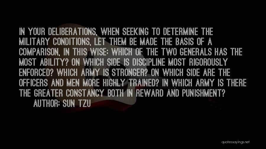 Sun Tzu Quotes: In Your Deliberations, When Seeking To Determine The Military Conditions, Let Them Be Made The Basis Of A Comparison, In