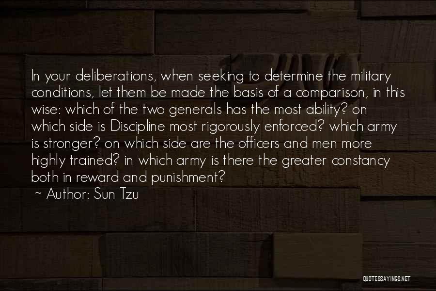 Sun Tzu Quotes: In Your Deliberations, When Seeking To Determine The Military Conditions, Let Them Be Made The Basis Of A Comparison, In