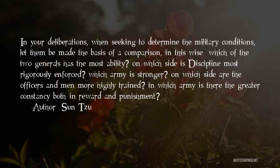 Sun Tzu Quotes: In Your Deliberations, When Seeking To Determine The Military Conditions, Let Them Be Made The Basis Of A Comparison, In