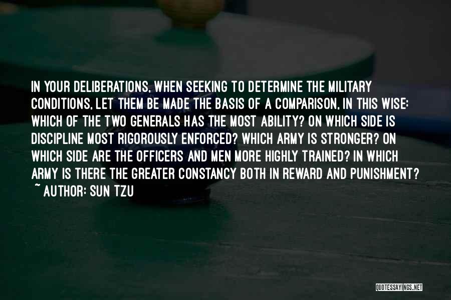 Sun Tzu Quotes: In Your Deliberations, When Seeking To Determine The Military Conditions, Let Them Be Made The Basis Of A Comparison, In