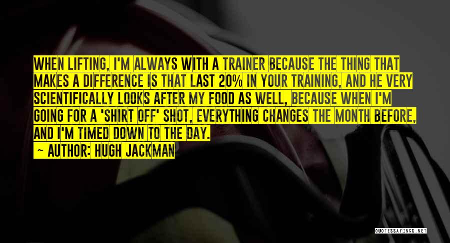 Hugh Jackman Quotes: When Lifting, I'm Always With A Trainer Because The Thing That Makes A Difference Is That Last 20% In Your