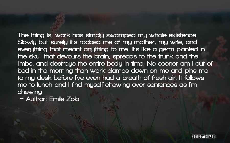 Emile Zola Quotes: The Thing Is, Work Has Simply Swamped My Whole Existence. Slowly But Surely It's Robbed Me Of My Mother, My