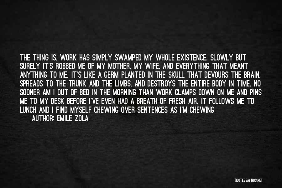 Emile Zola Quotes: The Thing Is, Work Has Simply Swamped My Whole Existence. Slowly But Surely It's Robbed Me Of My Mother, My