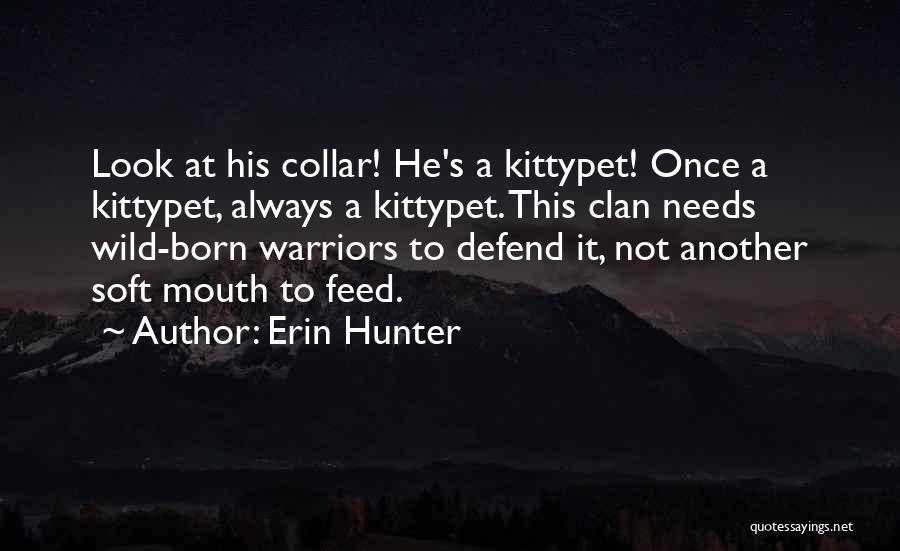 Erin Hunter Quotes: Look At His Collar! He's A Kittypet! Once A Kittypet, Always A Kittypet. This Clan Needs Wild-born Warriors To Defend