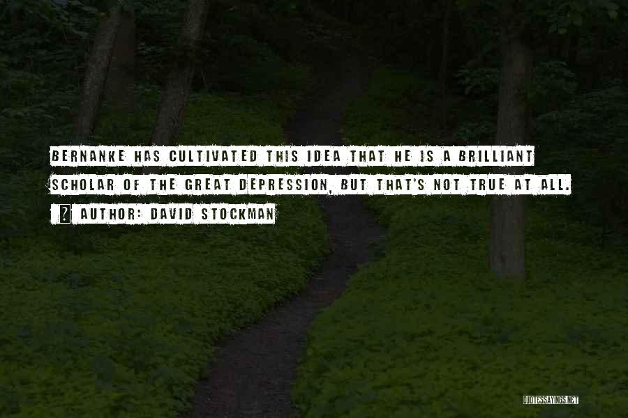 David Stockman Quotes: Bernanke Has Cultivated This Idea That He Is A Brilliant Scholar Of The Great Depression, But That's Not True At