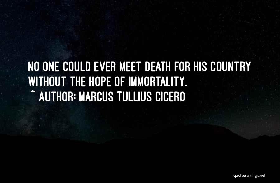 Marcus Tullius Cicero Quotes: No One Could Ever Meet Death For His Country Without The Hope Of Immortality.
