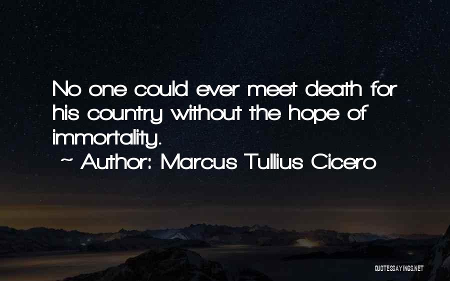 Marcus Tullius Cicero Quotes: No One Could Ever Meet Death For His Country Without The Hope Of Immortality.