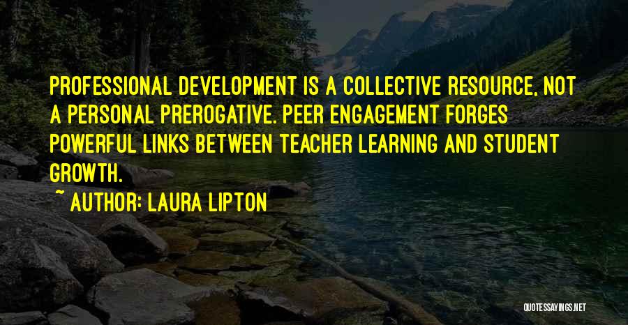 Laura Lipton Quotes: Professional Development Is A Collective Resource, Not A Personal Prerogative. Peer Engagement Forges Powerful Links Between Teacher Learning And Student