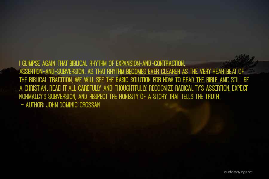 John Dominic Crossan Quotes: I Glimpse Again That Biblical Rhythm Of Expansion-and-contraction, Assertion-and-subversion. As That Rhythm Becomes Ever Clearer As The Very Heartbeat Of