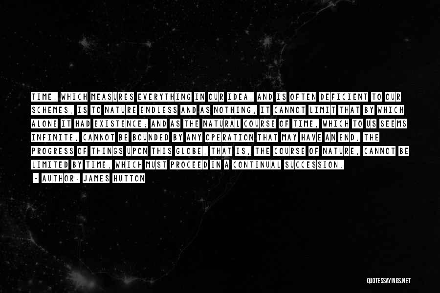 James Hutton Quotes: Time, Which Measures Everything In Our Idea, And Is Often Deficient To Our Schemes, Is To Nature Endless And As