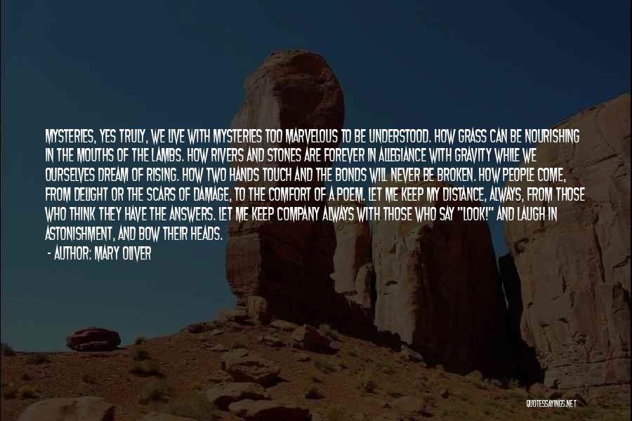 Mary Oliver Quotes: Mysteries, Yes Truly, We Live With Mysteries Too Marvelous To Be Understood. How Grass Can Be Nourishing In The Mouths