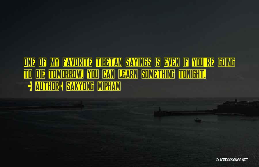 Sakyong Mipham Quotes: One Of My Favorite Tibetan Sayings Is Even If You're Going To Die Tomorrow, You Can Learn Something Tonight.