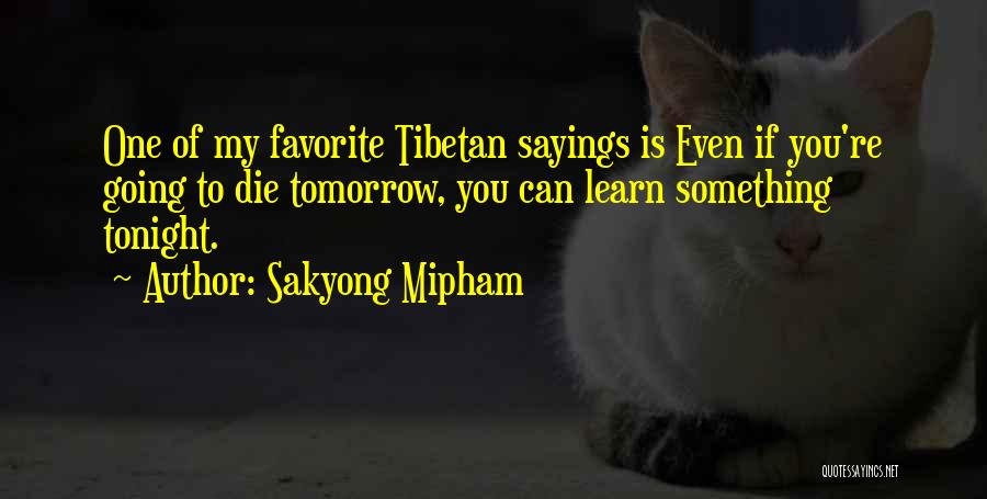 Sakyong Mipham Quotes: One Of My Favorite Tibetan Sayings Is Even If You're Going To Die Tomorrow, You Can Learn Something Tonight.