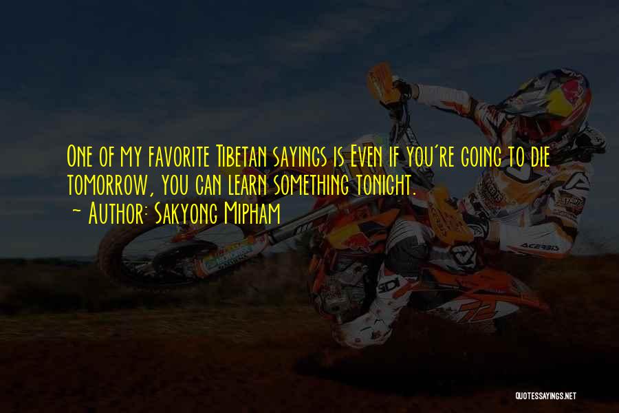 Sakyong Mipham Quotes: One Of My Favorite Tibetan Sayings Is Even If You're Going To Die Tomorrow, You Can Learn Something Tonight.