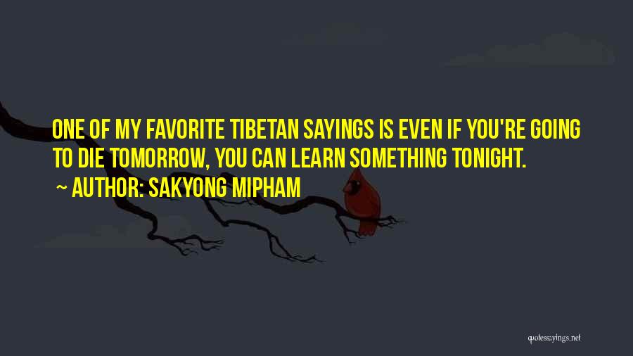 Sakyong Mipham Quotes: One Of My Favorite Tibetan Sayings Is Even If You're Going To Die Tomorrow, You Can Learn Something Tonight.