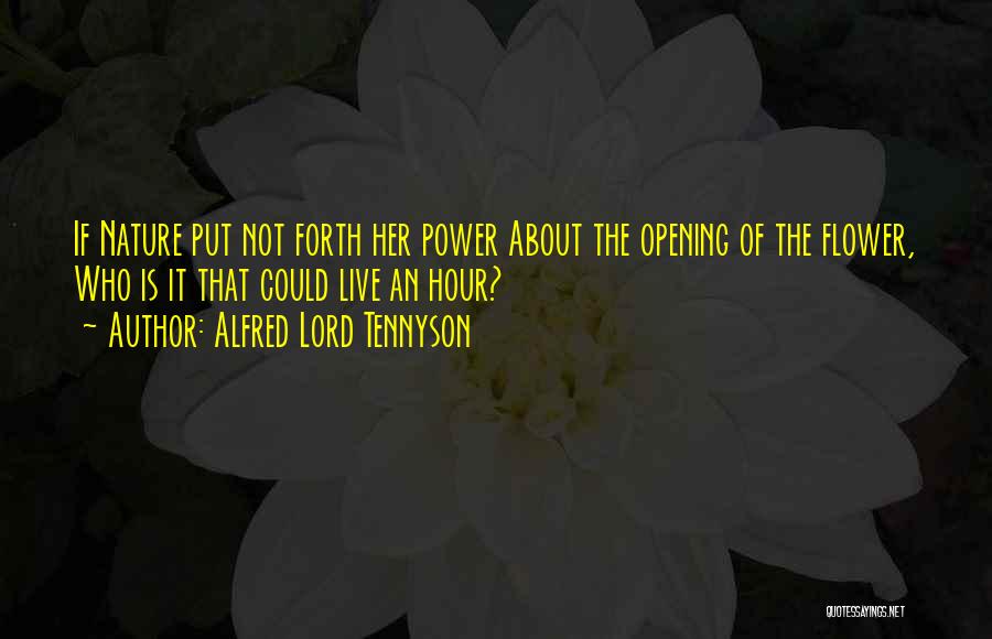 Alfred Lord Tennyson Quotes: If Nature Put Not Forth Her Power About The Opening Of The Flower, Who Is It That Could Live An