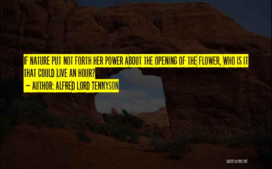 Alfred Lord Tennyson Quotes: If Nature Put Not Forth Her Power About The Opening Of The Flower, Who Is It That Could Live An