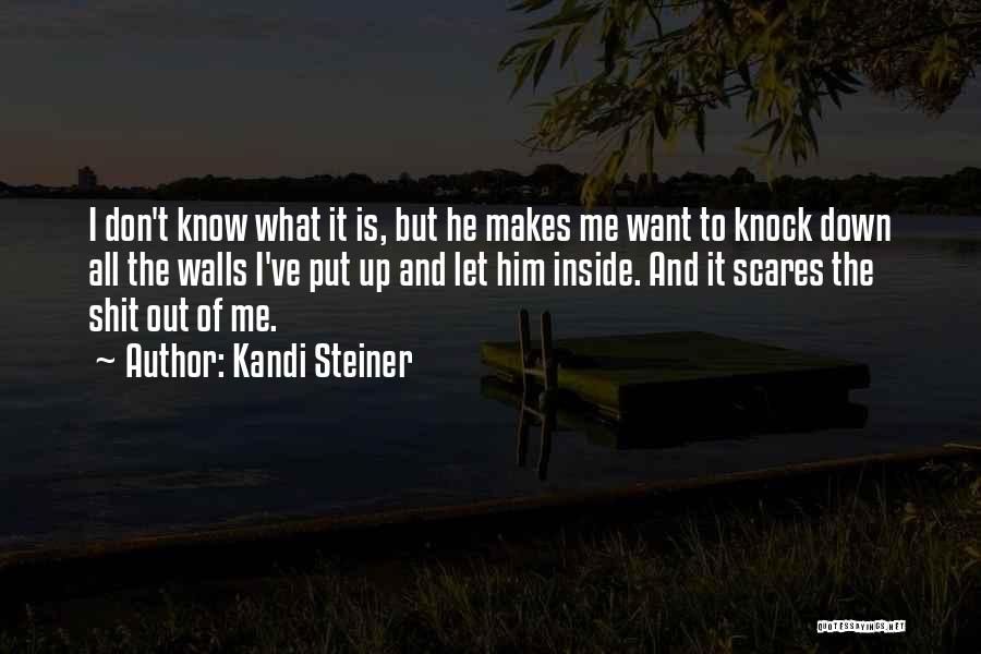 Kandi Steiner Quotes: I Don't Know What It Is, But He Makes Me Want To Knock Down All The Walls I've Put Up