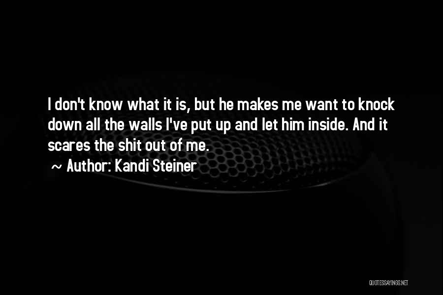 Kandi Steiner Quotes: I Don't Know What It Is, But He Makes Me Want To Knock Down All The Walls I've Put Up