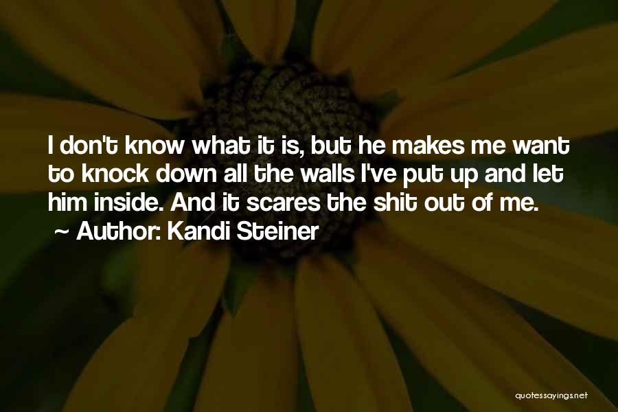 Kandi Steiner Quotes: I Don't Know What It Is, But He Makes Me Want To Knock Down All The Walls I've Put Up