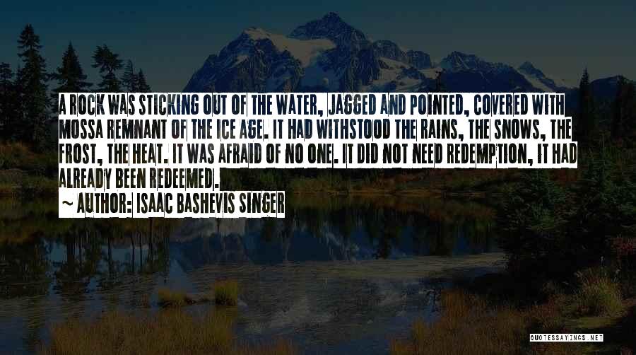 Isaac Bashevis Singer Quotes: A Rock Was Sticking Out Of The Water, Jagged And Pointed, Covered With Mossa Remnant Of The Ice Age. It