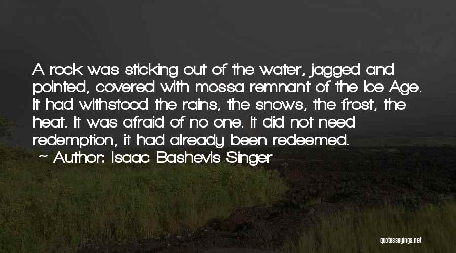 Isaac Bashevis Singer Quotes: A Rock Was Sticking Out Of The Water, Jagged And Pointed, Covered With Mossa Remnant Of The Ice Age. It