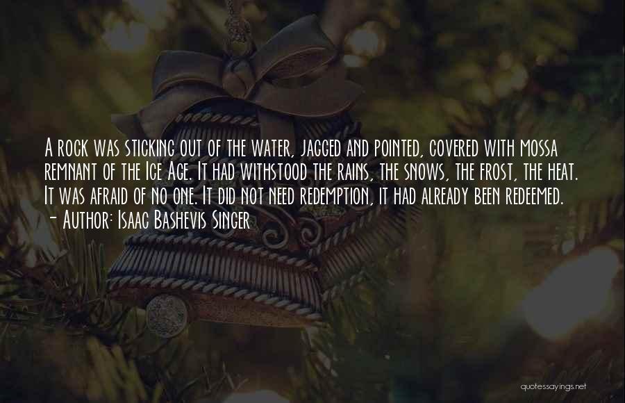 Isaac Bashevis Singer Quotes: A Rock Was Sticking Out Of The Water, Jagged And Pointed, Covered With Mossa Remnant Of The Ice Age. It