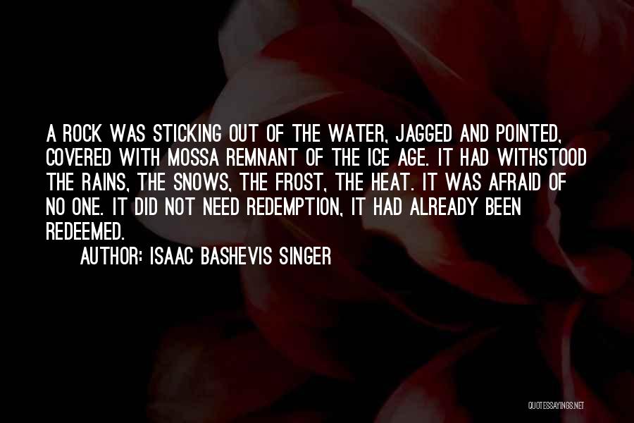 Isaac Bashevis Singer Quotes: A Rock Was Sticking Out Of The Water, Jagged And Pointed, Covered With Mossa Remnant Of The Ice Age. It