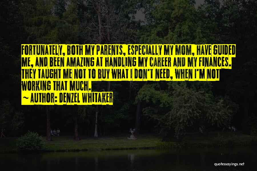 Denzel Whitaker Quotes: Fortunately, Both My Parents, Especially My Mom, Have Guided Me, And Been Amazing At Handling My Career And My Finances.