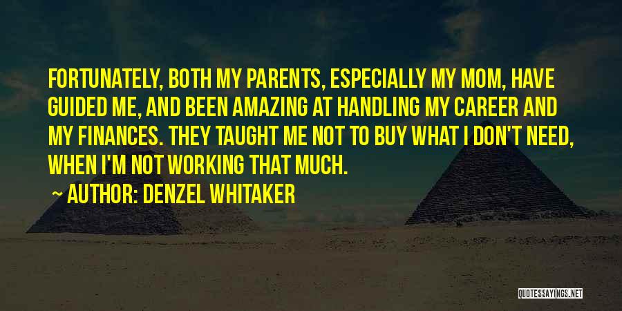 Denzel Whitaker Quotes: Fortunately, Both My Parents, Especially My Mom, Have Guided Me, And Been Amazing At Handling My Career And My Finances.