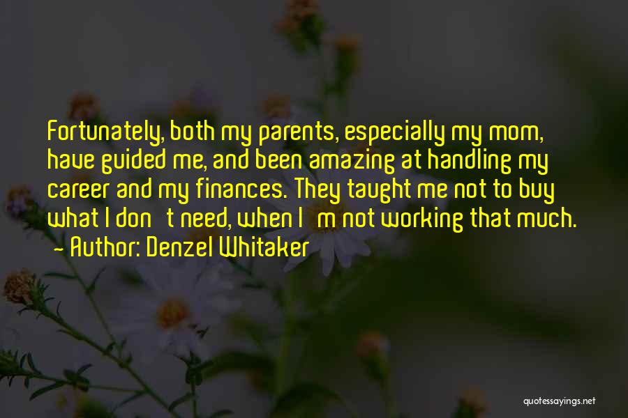 Denzel Whitaker Quotes: Fortunately, Both My Parents, Especially My Mom, Have Guided Me, And Been Amazing At Handling My Career And My Finances.