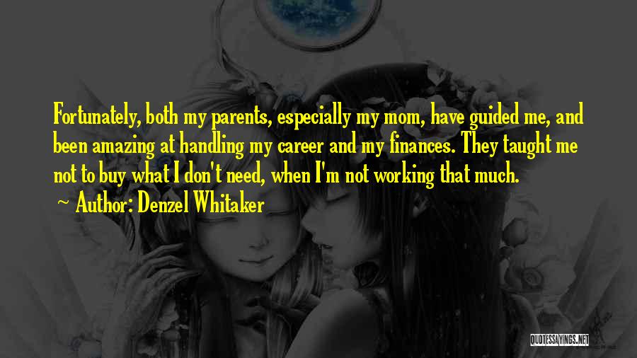 Denzel Whitaker Quotes: Fortunately, Both My Parents, Especially My Mom, Have Guided Me, And Been Amazing At Handling My Career And My Finances.