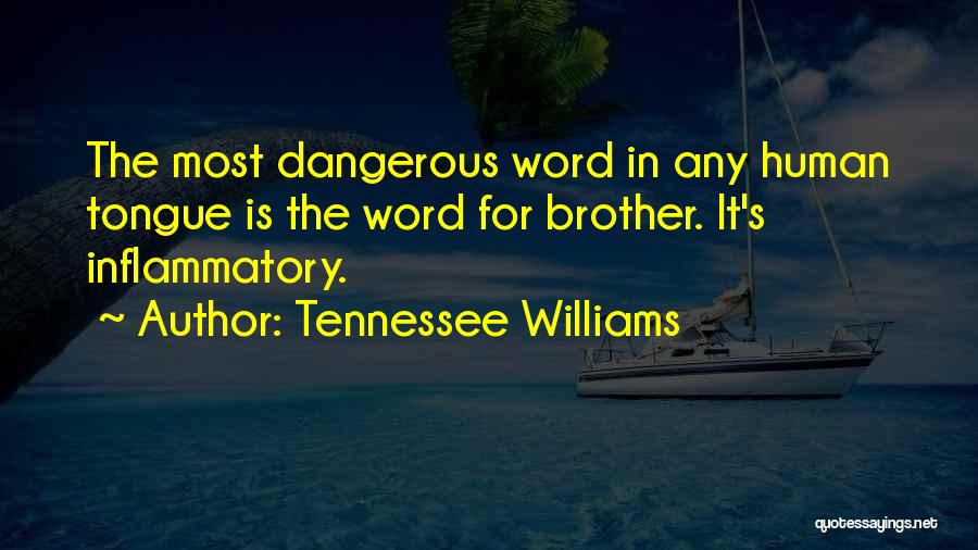 Tennessee Williams Quotes: The Most Dangerous Word In Any Human Tongue Is The Word For Brother. It's Inflammatory.