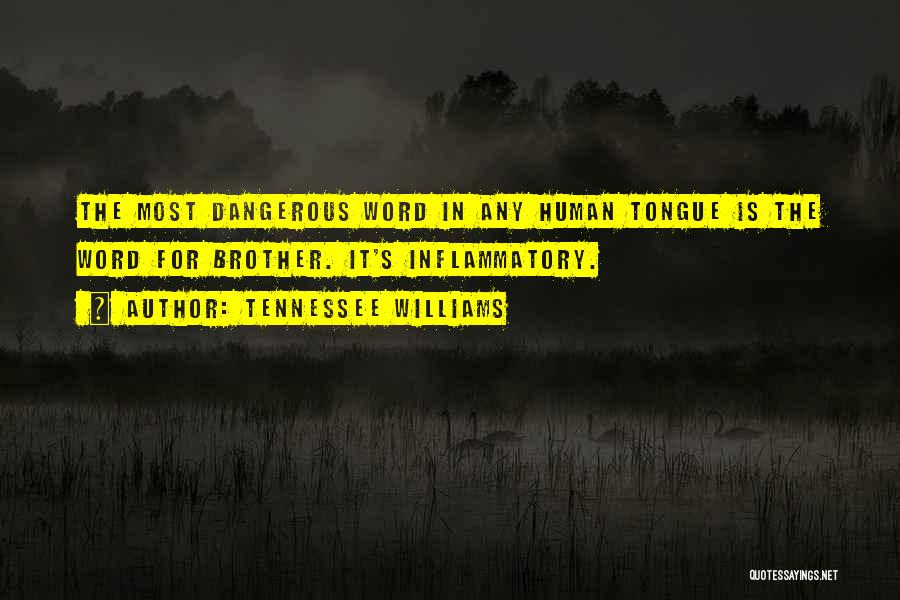 Tennessee Williams Quotes: The Most Dangerous Word In Any Human Tongue Is The Word For Brother. It's Inflammatory.